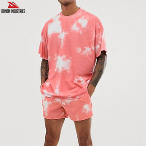 Camisetas de ocio para hombre con estampado de tinte alto para hombre, de 2 piezas conjunto de verano, conjuntos de manga corta, ropa de calle, estilo de talla grande XL para adultos - Product Image 6