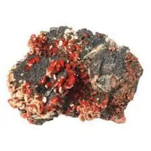 Vanadinite Healing Mineral ~ 60m hat eine Matrix aus durchscheinen dem Quarz mit etwas weißem Albit und Glimmer Es gibt über Delhi Supplies