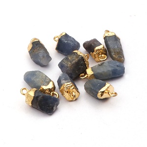 Vente en gros de breloques pour bijoux DIY, connecteurs en pierre de cyanite bleue naturelle avec électroplaqué or, fournitures pour la fabrication de pierres précieuses 20-30mm - Product Image 2