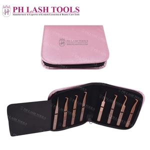 สีชมพูซิปกรณียืดหยุ่นโฮลดิ้งสำหรับ6แหนบฉลากส่วนตัว,ที่มีคุณภาพสูงต่อขนตากรณีแหนบในสีชมพู - Product Image 6