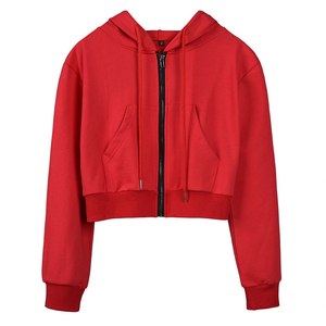 Custom Tracksuits New Fashion Crop Top Hoodies Women Sets Heavyweight Embroidery Logo Wholesale Zipper-up Women's Hoodies - Product Image 1