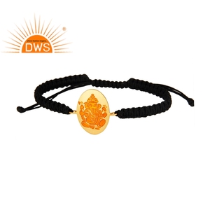 Luvin — Bracelet en macramé en émail Orange, bijoux indiens plaqué or 18k, argent Sterling, vente en gros - Product Image 2