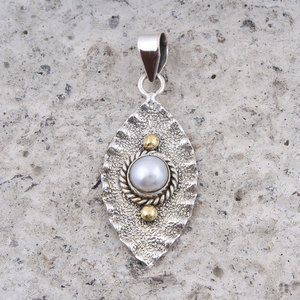 Colgante de plata de ley 925 con forma de arquisa, joyería elegante con forma de perla y Gema - Product Image 1