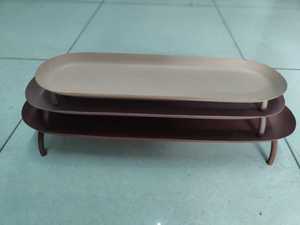 Lüks masa dekorasyonu için toz kodlama bakır dokunuşunda 4 ayaklı <span class=keywords><strong>3</strong></span> zarif demir tepsi seti - Product Image 4