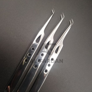 Meilleure vente de pinces à cils en acier inoxydable de haute qualité à 45 degrés avec poignées dentelées au prix de gros - Product Image 3