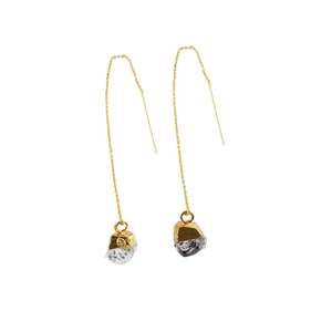 Herkimer diamant brut pierre de naissance à la mode boucles d'oreilles enfileur d'oreille bijoux délicats en argent et plaqué or pour les cadeaux de mariage et de fête - Product Image 1