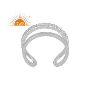 Anillo de declaración de doble banda de plata de ley fina hecho a mano, joyería de plata para mujer, regalo para ella - Product Image 1