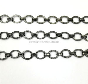 Gunmetal Plated Fancy Oval Circle <b>Chains</b> - Hand Made Jewelry Finding <b>Copper</b> <b>Chains</b> - Product Image 3