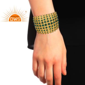 Bracelet en pierre précieuse verte, modèle en argent Sterling 925, plaqué or, gros bijoux, Onyx vert, vente en gros - Product Image 4