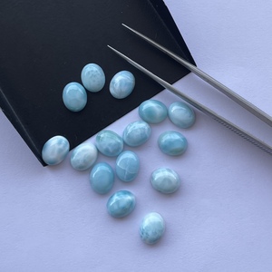Cabujón semiprecioso suelto ovalado liso de piedra Larimar azul Natural de 8mm y 10mm de proveedor de piedras preciosas a precio de fábrica al por mayor - Product Image 3