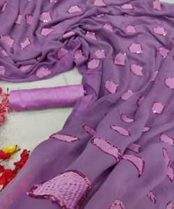 Ropa de fiesta Diseñador Bordado Red Diseño de flores de seda Ropa de mujer India Color naranja Saree con pieza de blusa Trabajo de perlas Sari Apparelgarment - Product Image 1