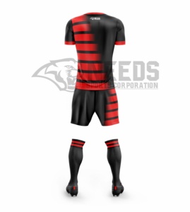 El conjunto de uniforme de fútbol transpirable de poliéster 100% sublimado Personalizado incluye camiseta y pantalones cortos-Servicio de suministro OEM para adultos unisex - Product Image 4