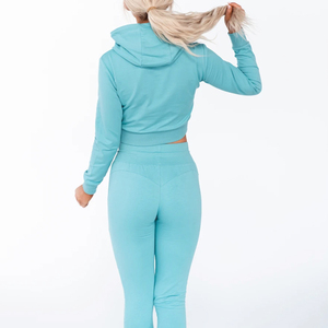 <b>Blue</b> Color OEM Service Crop <b>Hoodies</b> <b>For</b> Ladies In Multi Color With Customized Logo and Design - Product Image 6