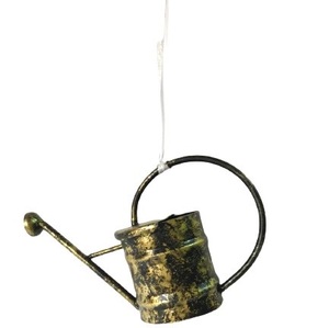 METAL <b>MINIATURE</b> GOLD and BLACK WATERING CAN CHRISTMAS HANGING ORNAMENT for CHRISTMAS DECORATION - Product Image 1