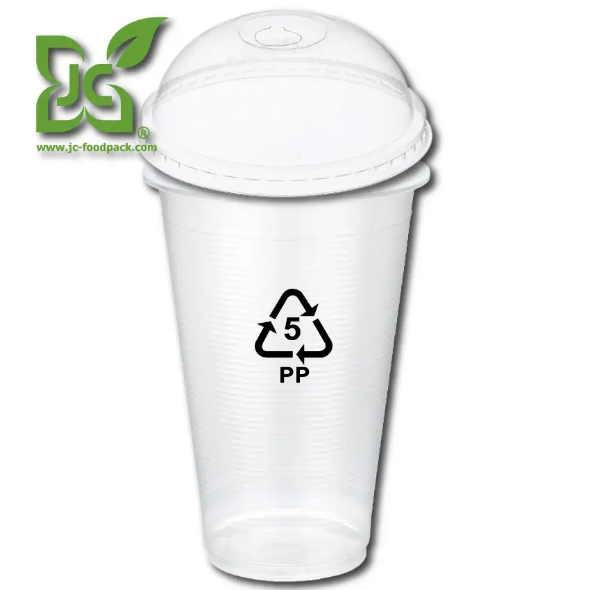 Vaso de plástico semitransparente desechable PP vaso de jugo PP con tapas