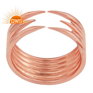 Handmade Six Line Design Stackable Ring Jewelry Wholesaler 14k Rose Gold Plated Ring Plain Silver Jewelry Supplier - Product Image 1