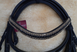 Bracelet à lame unique en cuir de qualité supérieure, accessoire pour cheval avec bracelet à sourcils en cristal brillant - Product Image 5