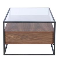 Table basse industrielle moderne faite à la main, durable, avec plateau en verre et base en fer, table de salon