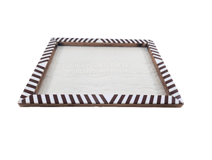 Juego de 4 Bandejas Decorativas de Madera con Diseño Único Estilo Árabe para Base de Posavasos, Color Negro, 40x30cm - Product Image 5