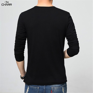 T-shirt manches longues homme, décontracté et Slim, en coton, à col hp, couleur unie, automne - Product Image 6