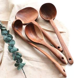 Juego de utensilios de cocina, cuchara de madera Natural de alta calidad, teca, juego de herramientas de cocina, 4 unidades, precio bajo - Product Image 2