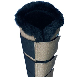 Bottes de Protection de jambe de cheval réglables, bottes à paillettes confortables en fausse fourrure cheval équestre brossage PK - Product Image 4