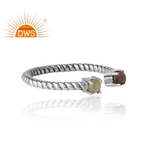 Smoky and Opal Gemstone Prong <b>Set</b> Ring <b>Indian</b> Sterling Silver Antique Ring Handmade Rings Jewelry Wholesale - Product Image 3