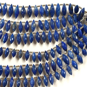 Pierre précieuse semi-précieuse Lapis Lazuli bleu naturel de qualité AAA en forme de riz briolette à facettes 5x10mm perles de pierre en vrac troisième partie - Product Image 6