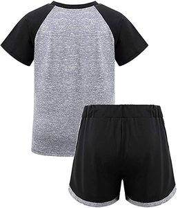 Haut sportif de performance et bas actifs ensemble athlétique short de couleur contrastée léger avec taille élastique coupe ajustée - Product Image 6
