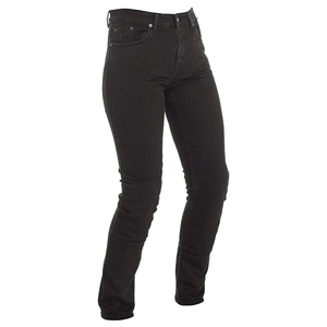 Aprobado por La CE, diseño acanalado negro, pantalones vaqueros Moto para damas, certificado EN17092, aramida, protección principal, lavado oscuro, estilo de pantalones lápiz - Product Image 4
