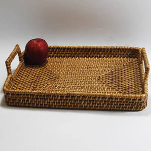 Elegant glitter Vietnam woven bamboo wicker rattan serving storage tray