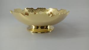 Bol de service plaqué or, article cadeau, bol au design unique, bol à fruits secs en or - Product Image 6