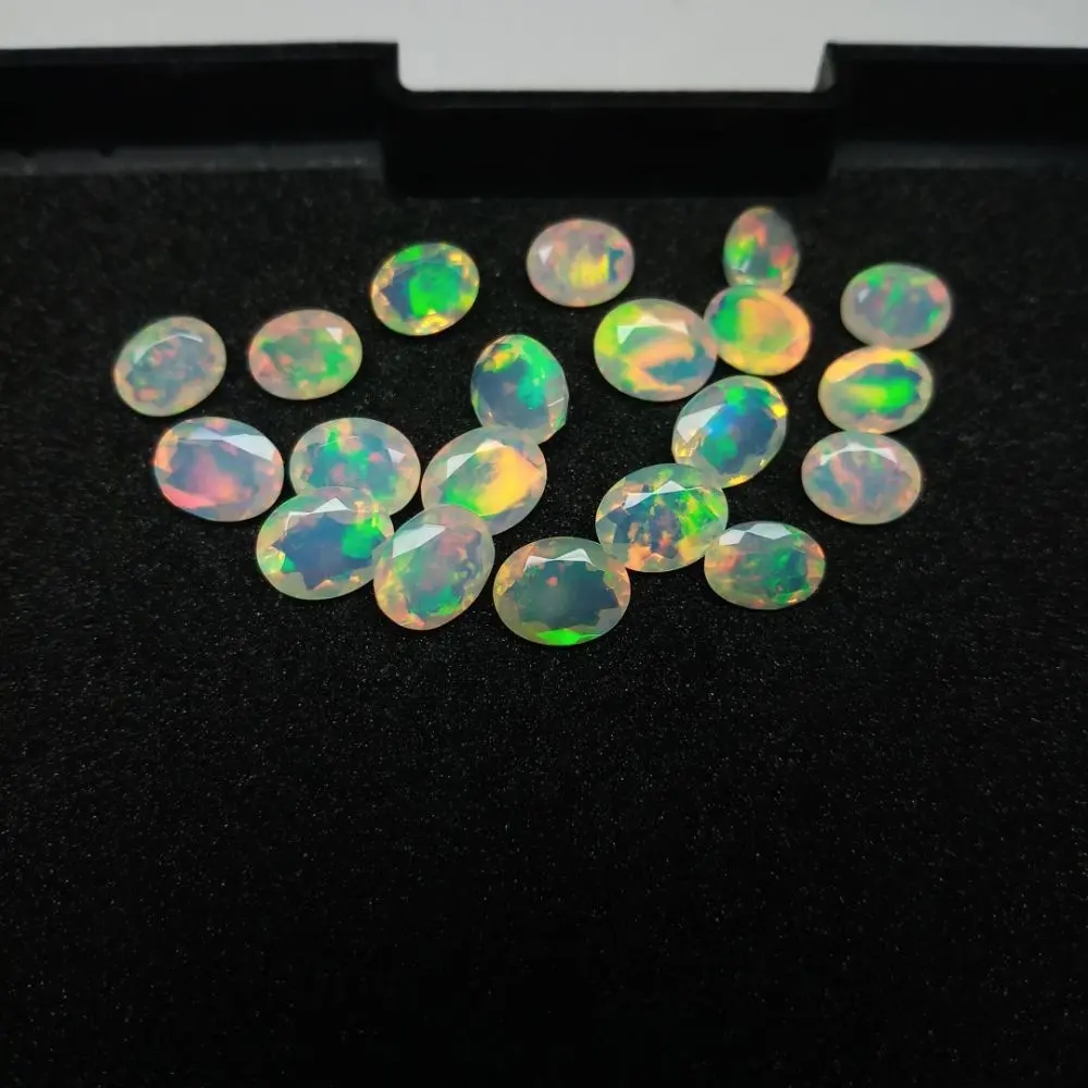 9X7 mm Oval Shape High++ Grade Quality Natural Ethiopian welo firey white opal loose cut Faceted Gemstones for making jewellery