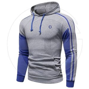 Ribete en contraste empalme bolsillo Sudadera con capucha de los hombres de moda llano Jersey grueso sudaderas con capucha - Product Image 1