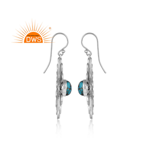 Juran — boucles d'oreilles pendantes en cuivre Turquoise, pendants naturel, bijoux en argent Sterling 925, fleur, fabrication de bijoux - Product Image 3