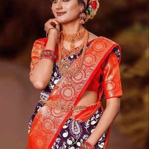 Banarasi Soie Jacquard Saree avec Chemisier Femmes Porter Dames Fête Festival Usage Quotidien Doux Coton Soie Sari En Gros Bas Prix Vêtement - Product Image 1