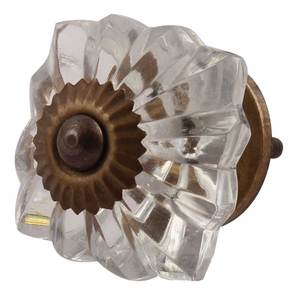 Bouton de meuble en verre transparent fait à la main, poignées de porte et tiroirs en forme de fleur de marigal, 1 pièce - Product Image 3
