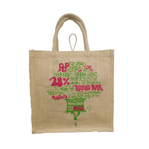 Sac fourre-tout en lin de jute imprimé avec logo personnalisé écologique Sac en jute réutilisable recyclable en tissu naturel - Product Image 1
