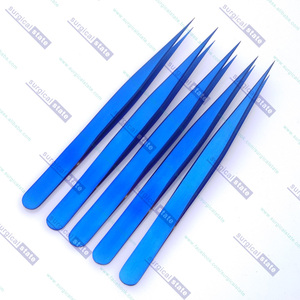Lot de 5 pinces à cils en acier inoxydable avec options de couleur bleue/personnalisée pour l'extension de faux cils et l'utilisation des sourcils - Product Image 2