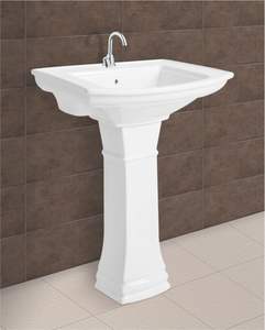 Patrón de flores forma cuadrada Cerámica Sanitarios Lavabo sobrio con pedestal 575x425mm para la escuela. - Product Image 2