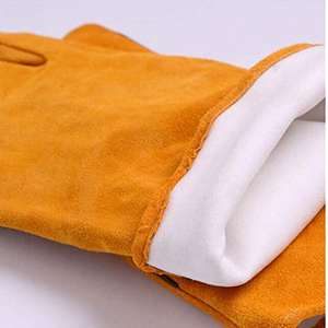 Meilleure vente Gants de soudage unisexes à doigts complets à manchette longue en cuir véritable PU épais antidérapant Protection des mains - Product Image 5