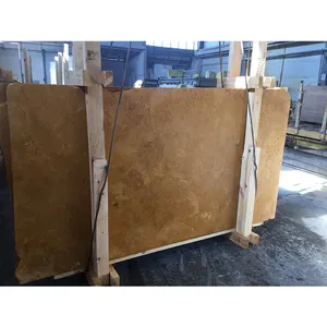 Premium Turkish Honed Polished Yellow Travertine Slab