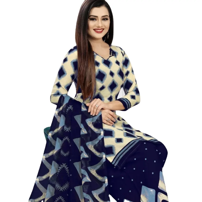 Patiyala Pronto a Vestir Atacado Vestido Terno Punjabi Indiano Étnica Paquistanês Senhoras Kameez Partido Mulheres de Algodão Adultos 2022