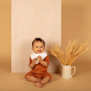 Pelele corto de algodón orgánico y LICRA para bebé, ropa de pijama de color sólido de manga corta para recién nacido con diseño personalizado - Product Image 2