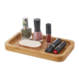 Natural Home Decor Bamboo Vanity Tray Wooden Bathroom Storage Organizer Trays