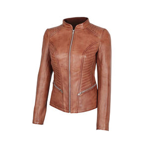 Chaqueta Universitaria de Cuero para Mujer, Invierno 2024, Lisa, Teñida, Transpirable, Resistente al Viento, de Alta Calidad, Superventas - Product Image 2