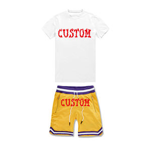 Conjunto de dos piezas formado por camiseta y pantalón corto, 2022 algodón, con logotipo personalizado, para hombre, verano, 100% - Product Image 6