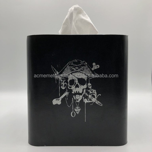 Boîte à mouchoirs en étain galvanisée à la main forme carrée couleur noire porte-serviettes élégant idéal pour les hôtels et les restaurants vaisselle - Product Image 2