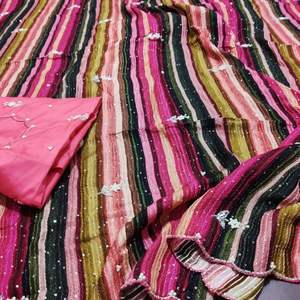 Georgette seqnce — le crochet fait à la main, fonctionne avec royal, impression multicolore, - Product Image 4