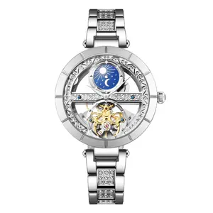 Seagull-montre pour femme en cuir rouge, transparente, mouvement automatique, sans cristal, nouvel arrivage 2020